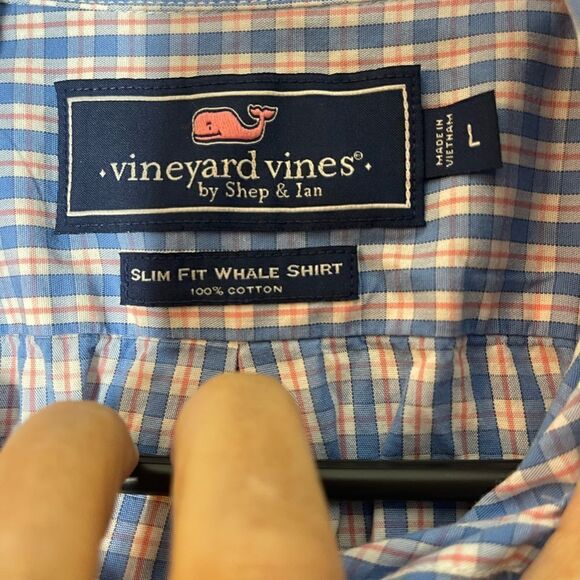 Vineyard Vines blue and white and orange‎ button down long sleeve shirt,  large - Picture 6 of 13